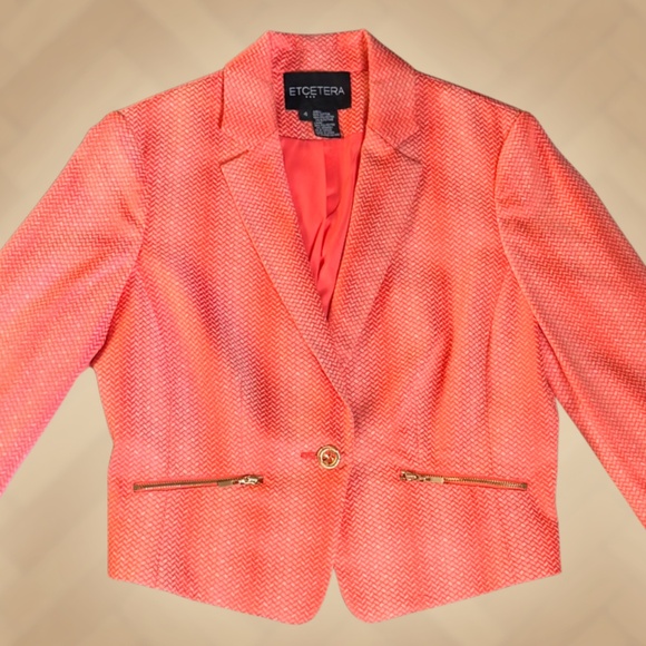 Etcetera Coral Cotton Blend Blazer | Tailored Career Jacket Size 4 - Picture 1 of 11